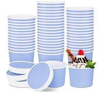 Ruisita Lot de 50 récipients à crème glacée avec couvercles - 237 ml - Bols à soupe jetables avec couvercles - Pour protéger les desserts glacés comme le yaourt, bleu