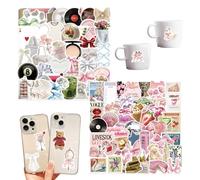 Ruispeed 110PCS Aesthetic Sticker Clean Girl Aesthetic Stickers for Girls Pink Bow Girly Stickers Waterbottle Vinyl Stickers(Pink and Blue)