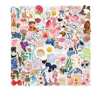 RUISPEED 150 pièces ensemble de stickers esthétiques au design estival, autocollants vinyles imperméables avec look aquarelle, idéal pour agenda ordinateur portable album photo et amateurs de livres