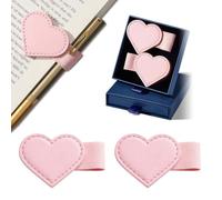Ruispeed 2 Stück Marque-Pages en Cuir magnétique avec Porte-Stylo - en Forme de cœur, Rose, pour Les amatrices de Livres et Les Jeunes lectrices