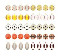 RUISPEED 40 pièces de pendentifs sportifs en ensemble, 20 paires de charms en émail coloré avec basketball, football, baseball et autres sports, idéal pour les projets de bricolage de bracelets,