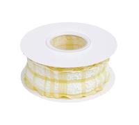 RUISPEED 9 mètres de ruban vichy jaune avec bordure dentelle, 4 cm de large, ruban à volants en chiffon de satin à double couche, idéal pour l'emballage de cadeaux décoration de mariage bouquets et