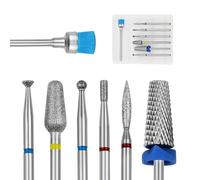 RUISPEED Embouts de fraise à ongles 7 pièces, en carbure et diamant pour ongles en gel et acrylique, 3/32 pouces Ensemble de foret professionnel pour enlever la cuticule et le gel, avec brosse de