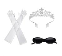Ruispeed Halloween Prinzessin Costume Accessoires pour Femmes avec Couronne en Cristal, Longs Gants et Lunettes de Soleil pour Fête de Déguisement