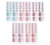 Ruispeed Jeu de 5 autocollants pour ongles d'orteil, films complets autocollants pour orteils, dégradé rose bleu paillettes, art des ongles de pédicure DIY pour femmes.