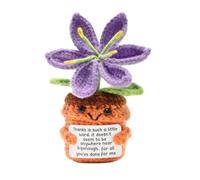 Ruispeed Lys violet tricoté à la main comme cadeau de remerciement avec carte, idéal pour les enseignants, les infirmières, les mamans et les collègues, décoration de table pour les femmes pour un