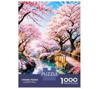 Ruisseau aux sakuras 1000 Pièces Puzzle Paysage de Printemps Puzzle Premium Carton Extra-épais - Collectionneurs’ Favorite, Détente, Pause Bureau Voyage Et Fêtes 70x50cm/1000pcs