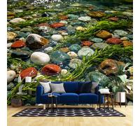 Ruisseau Parsemé De Cailloux Papier Peint Panoramique Paysage Pour Salon/Chambre 300 Cm X 210 Cm (L X H) Papier Peint Photo Papier Peint Intissé Tapisserie Murale Panoramique Décoration Intérieu