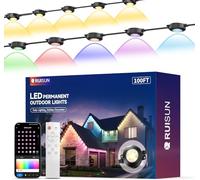 RUISUN Guirlande Lumineuse Intelligente 30M Éclairage Extérieur Permanent 60 Light RGBICW LED d'Éclairage IA Personnalisé pour les Fêtes de Jardin de Décoration de Noël et l'éclairage IP67 Noir