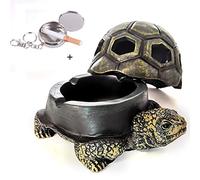 RUITASA Cendrier décoratif en forme de tortue - Cendrier en résine avec couvercle - Accessoires décoratifs pour fumer - Pour la maison et le bureau