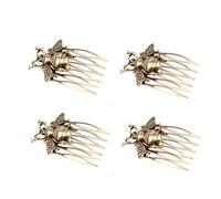 RUITASA Lot de 4 peignes à cheveux en forme d'abeille dorée en métal, vintage pour femmes et filles, matériau en alliage, durable, facile à nettoyer, tension réglable