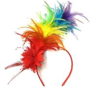 RUITOTP Bandeau à Plumes Colorées Bandeau Fascinator à Plumes Serre-Tête Bibi à Plumes Serre-Têtes à Plumes des Années 20 pour Cosplay Costume Carnaval Fête Halloween Pâques