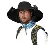 RUITOTP Chapeau de Fan Solaire, Chapeau de Rechargeable USB avec Deux Ventilateurs, Refroidissement à 1-4 Vitesses et Bord Large pour la Pêche, la Randonnée, le Travail en Plein Air