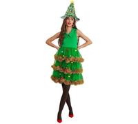 RUITOTP Christmas Tree Costume, Green with Dress & Hat, Christmas Adult Fancy Dress, Santa Dress Up Costumes