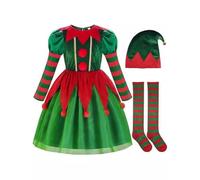 RUITOTP Costume Lutin de Noël pour Enfants - Déguisement Elfe pour Filles et Garçons - Tenue Parent-Enfant pour Fête et Carnaval