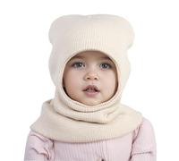 RUITOTP Écharpe Set Chapeau et écharpe de Bébé d'hiver 2 en 1 Chaud Cache Oreilles Chapeaux Tricoté Enfant Double Pompon Cagoule Balaclava pour Fille Garçon