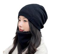 RUITOTP Hiver Bonnet Chapeau Écharpe Ensemble Tricot Doublure Molleton Polaire Doux Chaud,Beanie Cap Élastique en Laine Épais Cou Chauffant pour Hommes Femmes Adultes en Plein air et Quotidien 2Pcs
