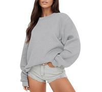 RUITOTP Pullover Damen Oversize Langarm Fleece Rundhalsausschnitt Sweatshirt Herbst Winter Frauen Mädchen Klamotten Locker Oberteile