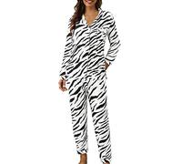 RUITOTP Pyjama Femmes d'hiver élégant Coton léger Long Chemise avec Boutons et Pantalons Longs Ensemble de Nuit Douce Confortable à Manches Longues Pajamas Maison Automne Ouvert Devant Pyjama Deux