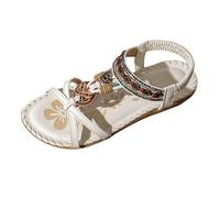 RUITOTP Sandale Orthopédique Femme Été Bohême Chaussures Élégantes Bout Ouvert Élastique Sangle Strass Sandales Confortables Léger Avec Support Plates Orthopédiques Chaussures