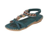 RUITOTP Sandale Orthopédique Femme Été Bohême Chaussures Élégantes Bout Ouvert Élastique Sangle Strass Sandales Confortables Léger Avec Support Plates Orthopédiques Chaussures
