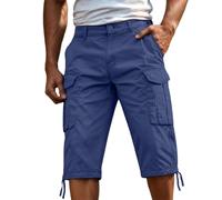 RUITOTP Short Homme Pantacourt Été Léger Cargo Militaire Multi-Poches Taille Élastique Cordon Randonnée Travail BTP Décontracté Jeune