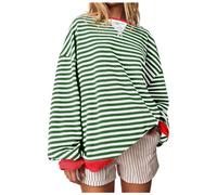 RUITOTP Sweat Femme Striped Color Oversize Sweatshirts Y2K Rayée Pull Col Rond Sweat-Shirt Marinière Manches Longue Pullover Top Vintage Casual Hiver Chaud Streetwear