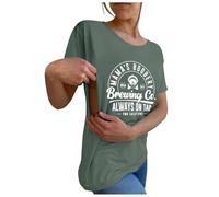RUITOTP T Shirt Allaitement Femme Zip Manches Courtes T-Shirt Enceinte Humour Zip Côté Allaitement Vetement T Shirt Allaitement Zip T-Shirt de Grossesse
