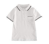 RUITOTP T-Shirt pour Enfants garçons - Polo à Manches Courtes - Haut d'été - Couleur Unie - avec Boutons - Décontracté - Streetwear