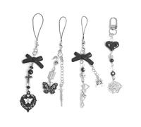 Ruittos Lot de 1 à 4 breloques esthétiques pour téléphone portable Y2K - Fraise papillon étoile - Accessoires pour sac de téléphone, porte-clés, Airpods et appareils photo, 15cm, Acrylique, Pas de