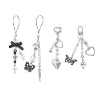 Ruittos Lot de 1 à 4 breloques esthétiques pour téléphone portable Y2K - Fraise papillon étoile - Accessoires pour sac de téléphone, porte-clés, Airpods et appareils photo, 15cm, Acrylique, Pas de