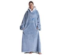 Ruiuzioong Couverture Portable pour Adultes, Couverture à Capuche, Super Douce et Confortable, Bleu, Extra Long