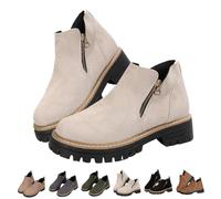 RuiWise Bottines Pour Femmes 2026 Talon Épais Fermeture Éclair Latérale | Chaussures à Talons éPais Et Plateforme CoupéE En V Pour Femmes