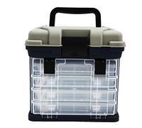 Ruixf Caisse Organisatrice de Boîte à Pêche Portative, 4 Boîtes avec Plateaux Multicompartiments Réglables, Boite de Rangement pour Outils, Noire