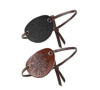RUIXIA 2Pcs Cache œil de Pirate Médiéval Gaufré Patch d'Oeil en PU Couvre-œil Halloween Masque pour Les Yeux de Pirate pour Halloween Noël Fête Cosplay Renaissance Cosplay