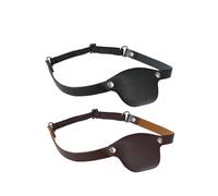 RUIXIA 2Pcs Cache-œil de Pirate Médiéval Patch d'Oeil Ajustable en PU Couvre-œil Halloween Masque pour Les Yeux de Pirate pour Halloween Noël Fête Cosplay Renaissance Cosplay