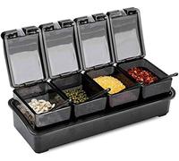 RUIXIA 4Pcs Pots Assaisonnement Set Boîte à Epice Bouteilles Transparentes Epice Pots à Epices Cuisine Conteneur de Stockage Condiment Conteneurs avec 4 Cuillères et Couvercles