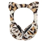 RUIXIA Cache Oreilles Femme Hiver Pliables en Fausse Fourrure Cache Oreilles Imprimé Léopard Mignon avec Motif de Chat