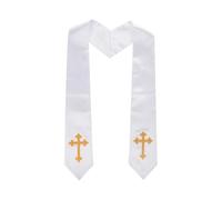 RUIXIA Étole Traditionnelle pour chœur d'église pour Enfants Étole Brodée de Croix Écharpe de Cérémonie Pour Chorale,Église,Remise des Diplômes,Mariages Religieux,135cm,