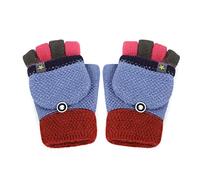 RUIXIA Gants Enfant pour Fille Garçon 5-10 Ans,Mitaine Mode Hiver Automne en Laine Moufles Demi-Doigt Tricoté Tordu Clamshell Double Gants Chauds Epais pour Hiver Automne Noël Cadeau