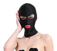 RUIXIA Masque à Bouche Ouverte Cagoule Respirante pour Cosplay Cagoule Élastique Noir Pour Costumes de Scène Balaclava Couverture Complète de la Tête pour Halloween Soirée