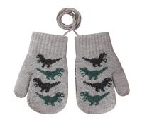 RUIXIA Mitaines de Dinosaures d'hiver Chaudes Gants Hiver pour Bébé 0 à 3 ans Moufle Anti-perte avec Corde Gants Tricoté Mignon Doublure Polaire Thermique Pour Fille Garçon