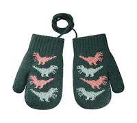 RUIXIA Mitaines de Dinosaures d'hiver Chaudes Gants Hiver pour Bébé 0 à 3 ans Moufle Anti-perte avec Corde Gants Tricoté Mignon Doublure Polaire Thermique Pour Fille Garçon