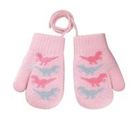 RUIXIA Mitaines de Dinosaures d'hiver Chaudes Gants Hiver pour Bébé 0 à 3 ans Moufle Anti-perte avec Corde Gants Tricoté Mignon Doublure Polaire Thermique Pour Fille Garçon