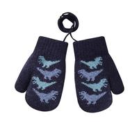 RUIXIA Mitaines de Dinosaures d'hiver Chaudes Gants Hiver pour Bébé 0 à 3 ans Moufle Anti-perte avec Corde Gants Tricoté Mignon Doublure Polaire Thermique Pour Fille Garçon