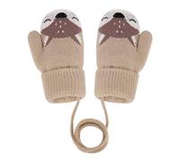 RUIXIA Moufle Hiver Fille Garçon Moufle Epais Enfant Gant Tricoté avec Ficelle Gant Chaud Moufle Mignon en Motif de Cartoon pour Enfants de 3 Ans