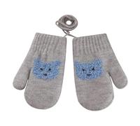 RUIXIA Moufles Hiver pour Bébé 0 à 3 ans Moufle avec Corde Gants Tricoté Mignon Motif d’Ours Gants Enfant Doublure Polaire Thermique