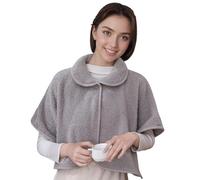 RUIXIA Poncho Chaud pour Femme Cape Courte en Peluche Femme Châle Polaire Hiver avec Boutons Couverture Chaude Cape Châle D'épaule pour Maison Bureau (Gris)