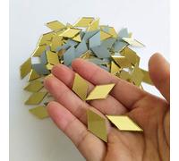 RUIXUAN Carreaux de mosaïque en forme de diamant - Décoration d'intérieur - Accessoire de bricolage (verre miroir jaune doré, 1,2 x 2,5 cm)