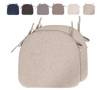 RUIXUAN Lot de 4 Coussins de Chaise avec Rubans (43 x 41 cm) Antidérapants Demi Cercles Confortables Lavables Antidérapants - Idéal pour la Maison et Le Jardin (Beige-2 pièces)